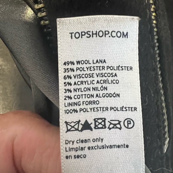 Top Shop Womens Mid Length Belted Tailored Wool Blend Pea Coat Black Sz10 - Picture 4 of 13